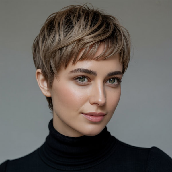 Subtly Layered Pixie with Baby Bangs