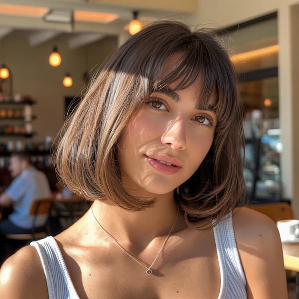 Summer Angled Bob with Wispy Bangs 