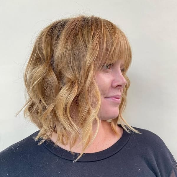 Textured A-Line Bob with Long Fringe