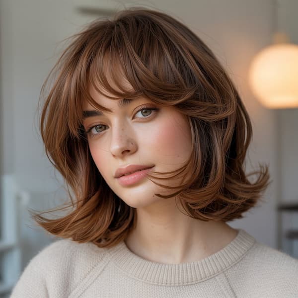 Thick Choppy Hair with Bangs and Lots of Layers 