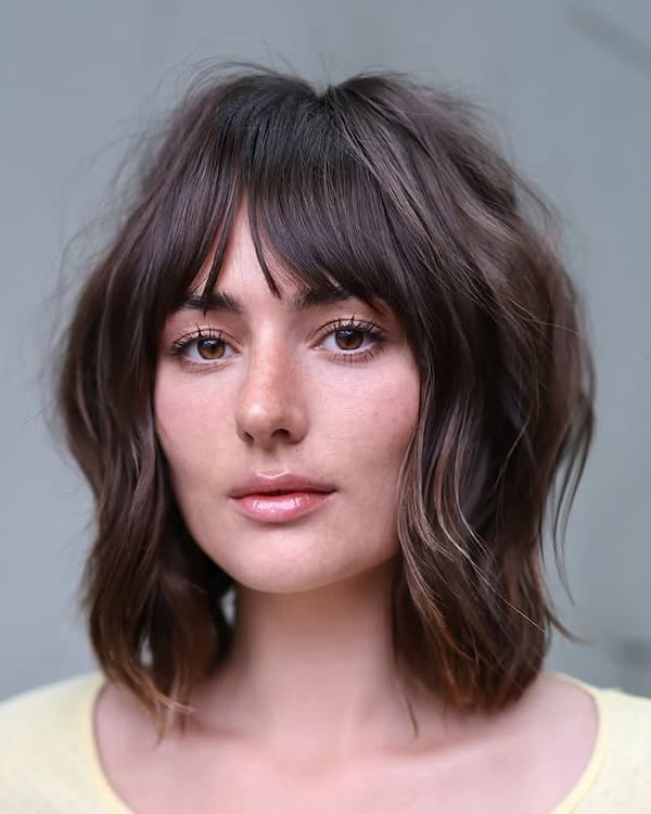Thick Layered Bob with Choppy Bangs 