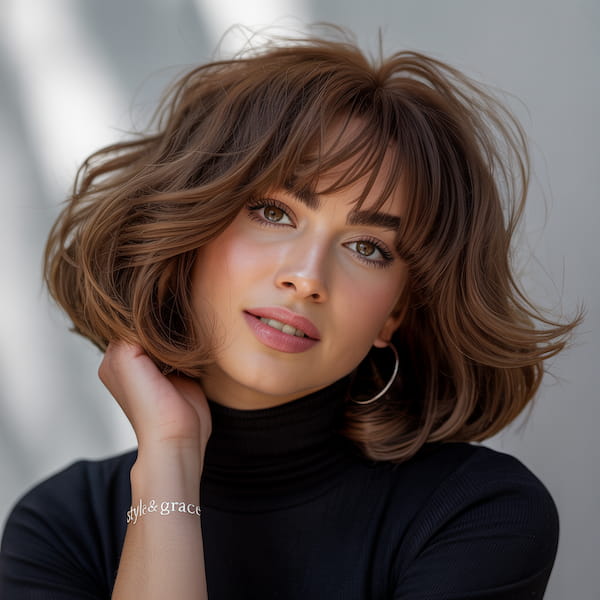 Voluminous Bob with Messy Fringe