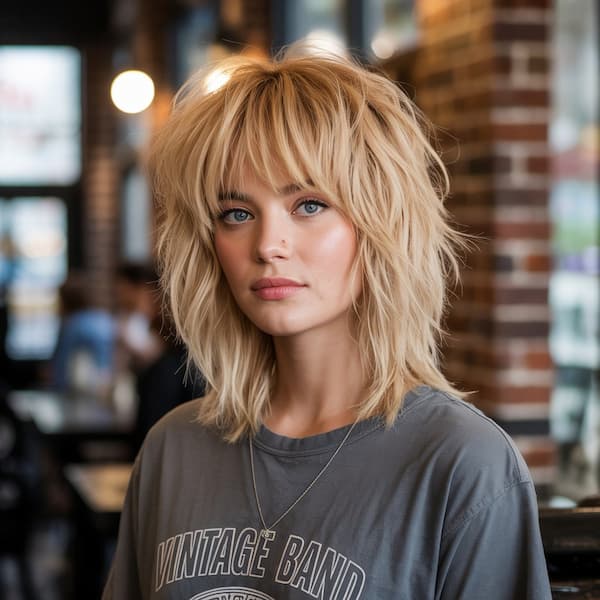 Wolfy Lob with Choppy Bangs 