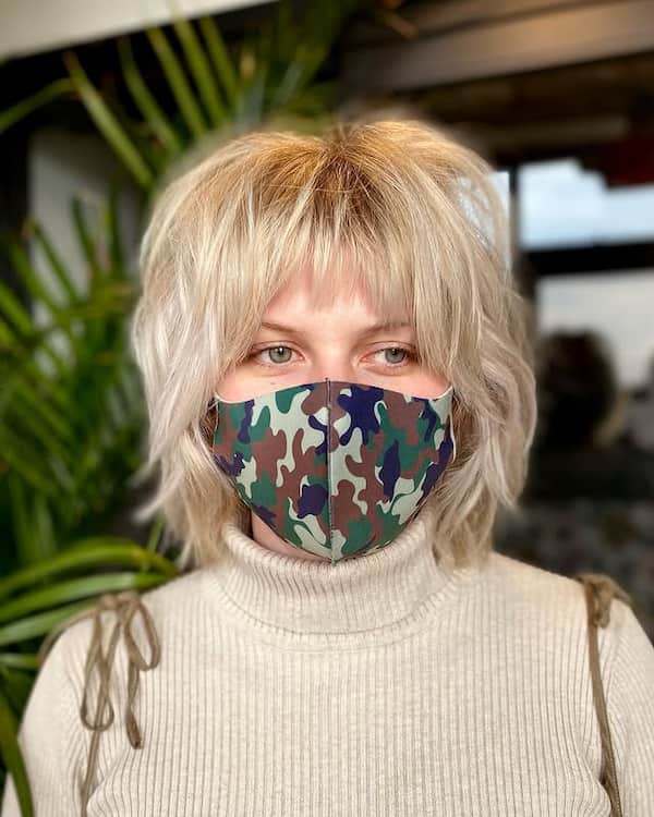 Blonde Shaggy Bob with Choppy Bangs