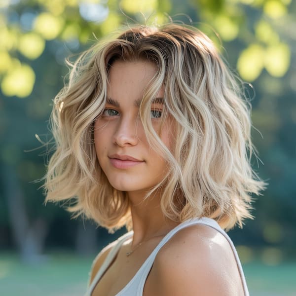 Choppy Blonde Wavy Haircut 