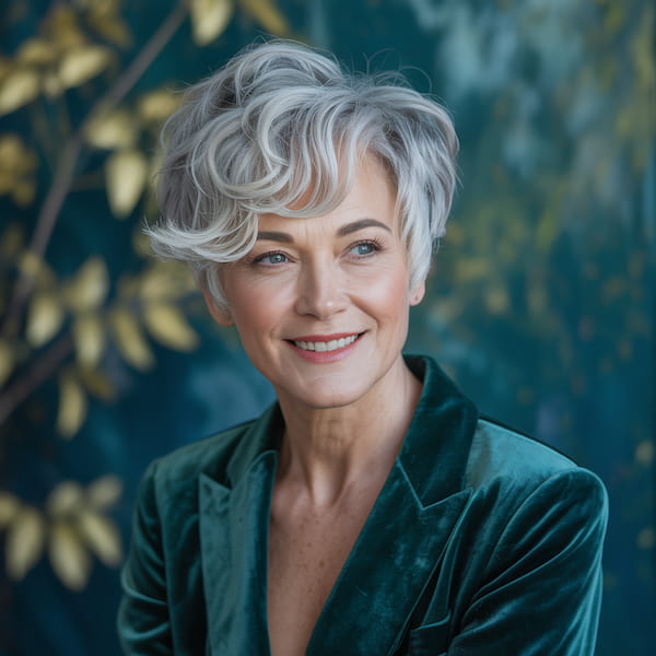 Gray Dimensional Pixie with Bangs  