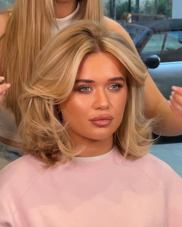 Long Layered Bob with Swoopy Bangs 