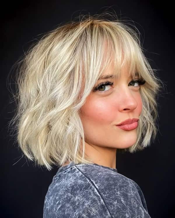 Messy Layered Bob with Wispy Bangs 