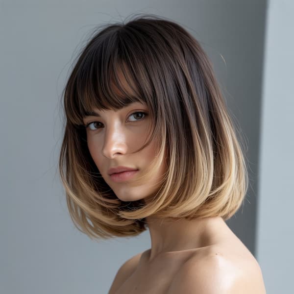 Ombre Layered Bob with Soft Bangs 
