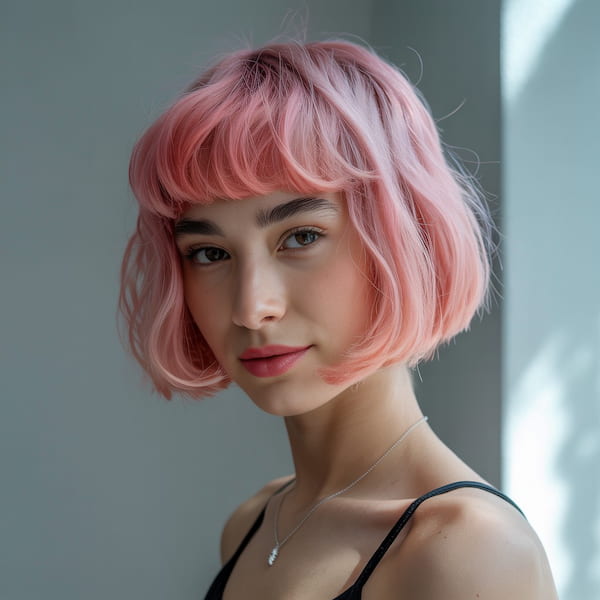 Pink Layered French Bob