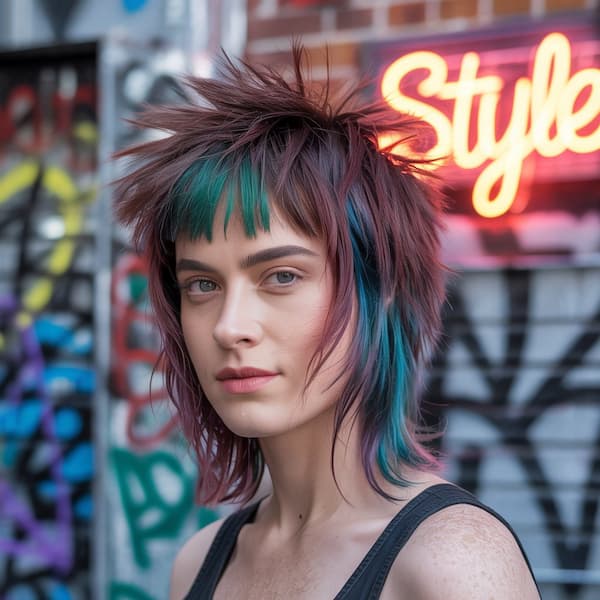 Punk Spiky Shaggy Mullet 
