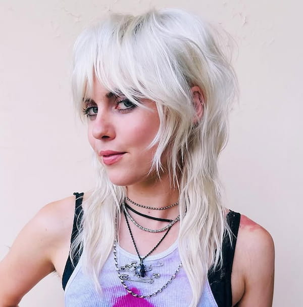Pure Blonde Shaggy Mullet 
