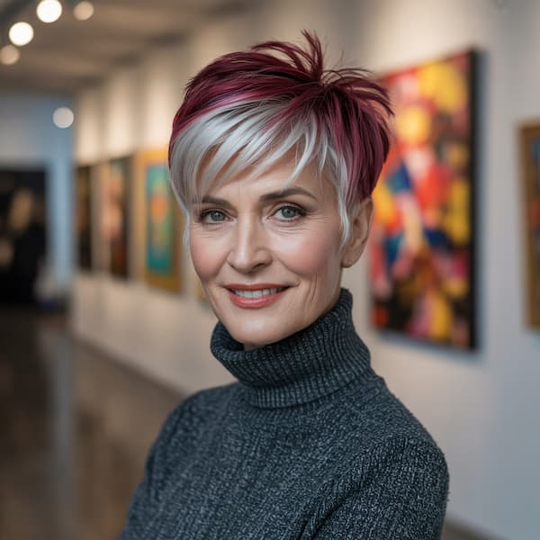 Red and Blonde Pixie with Spiky Layers 
