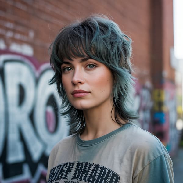 Short Blue Shaggy Mullet