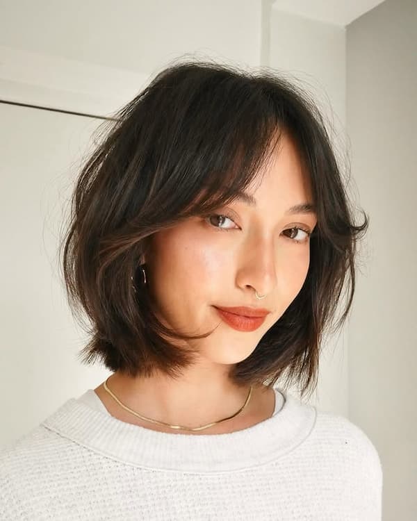 Simple Layered Bob with Curtain Bangs 