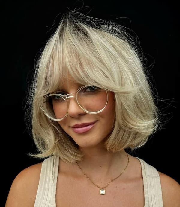 Textured Bob with Long Choppy Bangs 