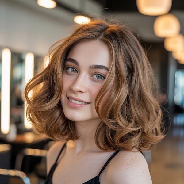 Wavy Haircut with Bouncy Layers