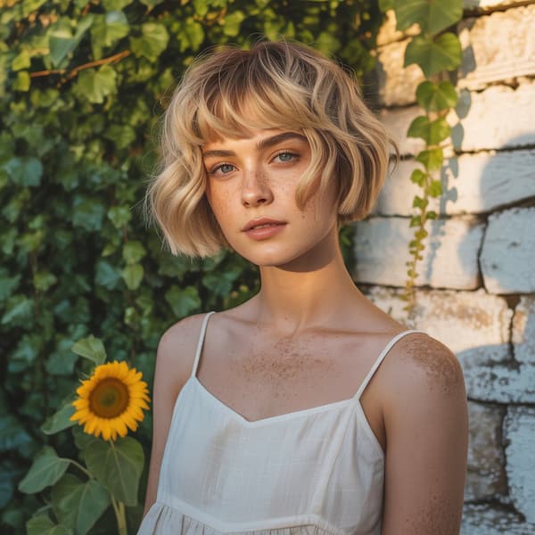 Blonde Choppy French Bob 