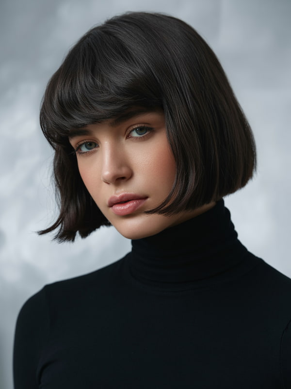 Bob with Layered Side Bangs for Fine Hair