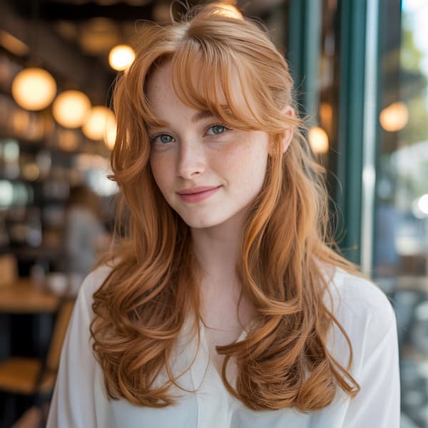 Bouncy Long Layers and Side Bangs
