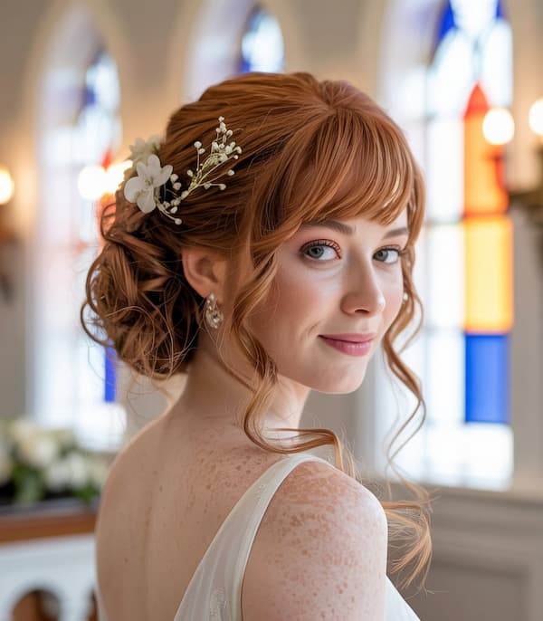 Bridal Haircut with Side Bangs 