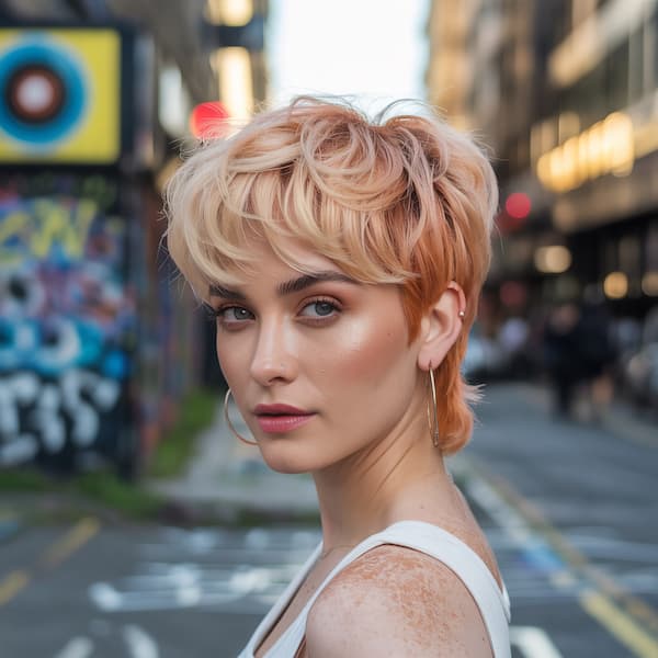 Brightly Colored Pixie Mullet