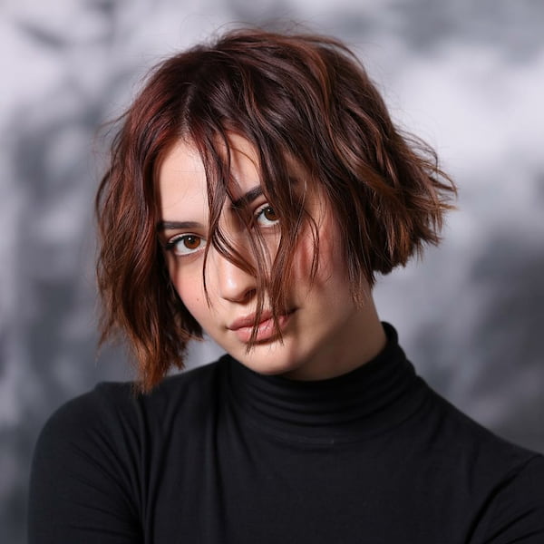 Brunette Wavy French Bob 