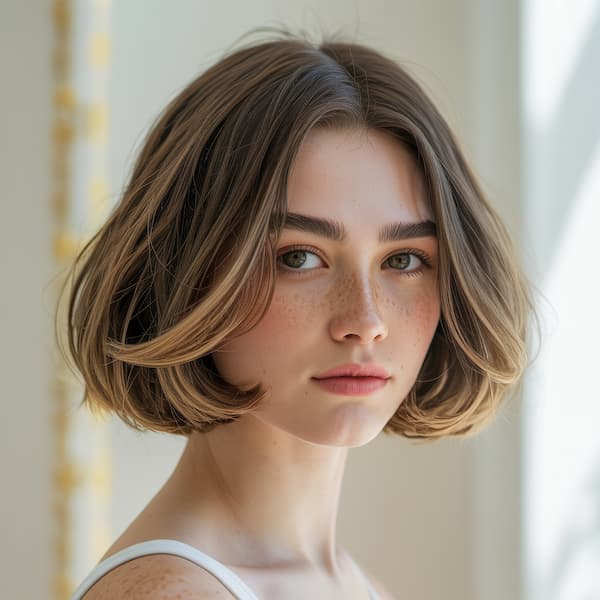 Center-Parted Feathered Bob 