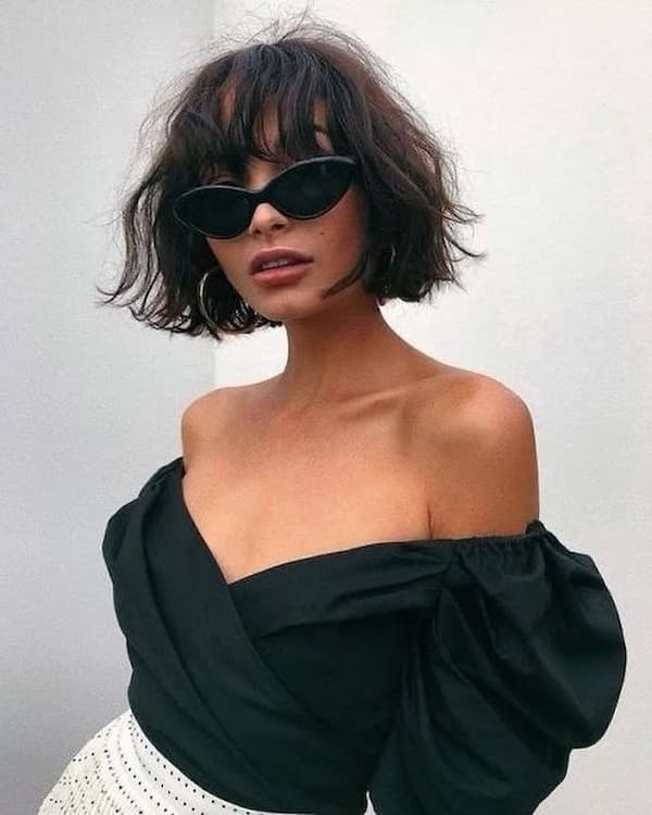 Choppy French Bob with Long Bangs 