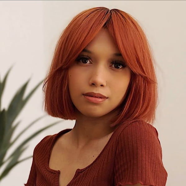 Copper Bob with Curtain Bangs 