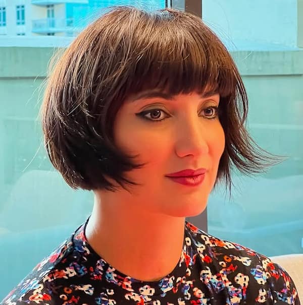 Cropped French Bob with Blunt Bangs 