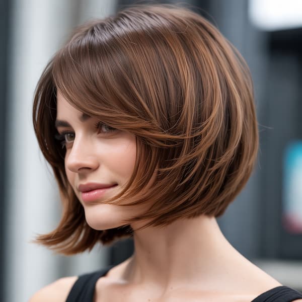 Face-Framing Bob with Feathered Curtain Bangs  