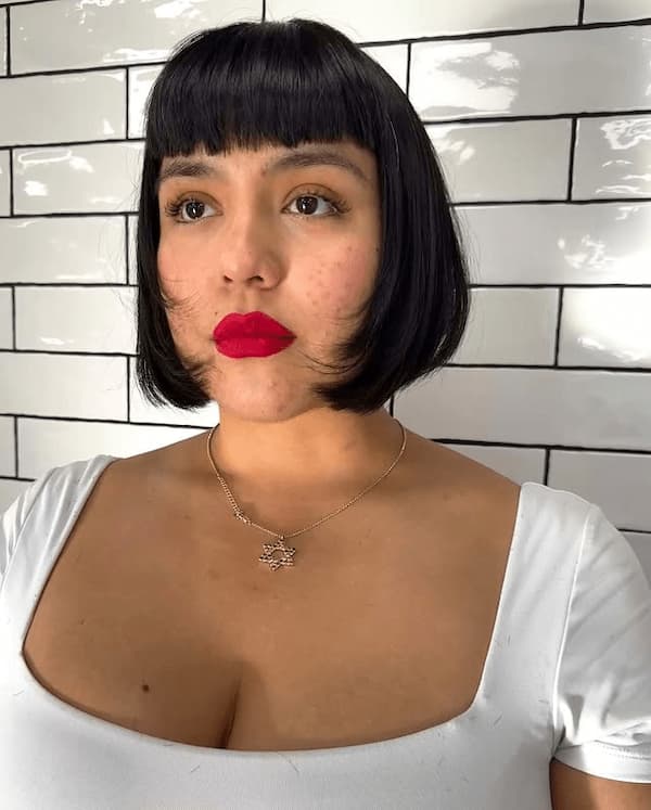 Face Framing Layered French Bob with Blunt Bangs