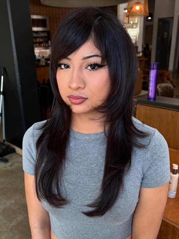 Face Framing Layers with Side Bangs 