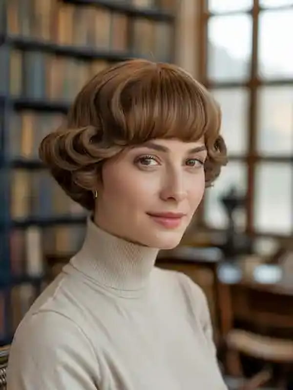Feathered Bob with Blunt Bangs