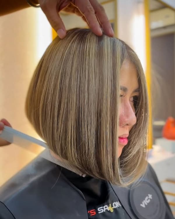Inverted Bob with Color Highlights 