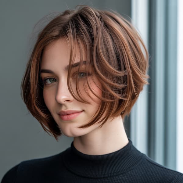 Layered A-Line Bob with Feathery Bangs  