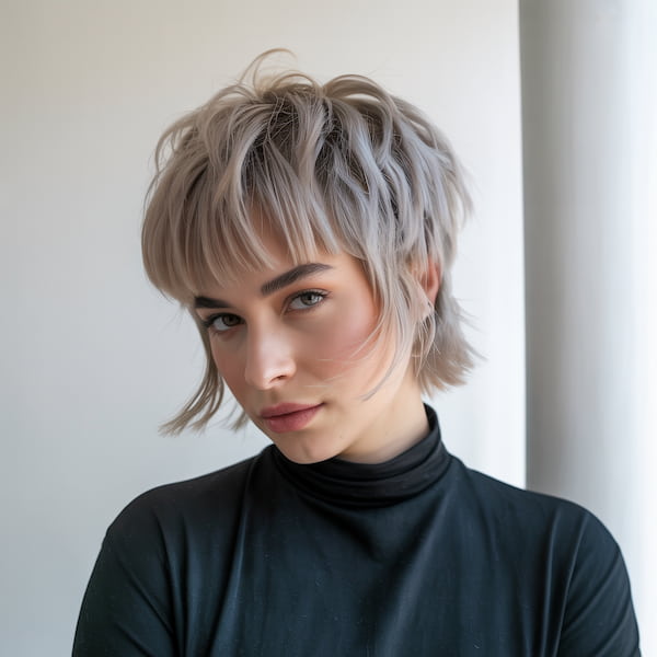 Layered Blonde Pixie Mullet