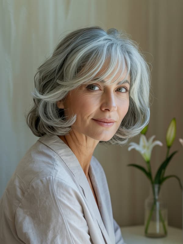 Layered Bob with Long Bangs 