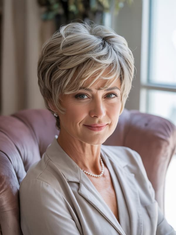 Layered Choppy Pixie with Bangs