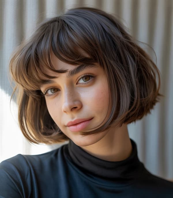 Layered Inverted Bob with Choppy Bangs 