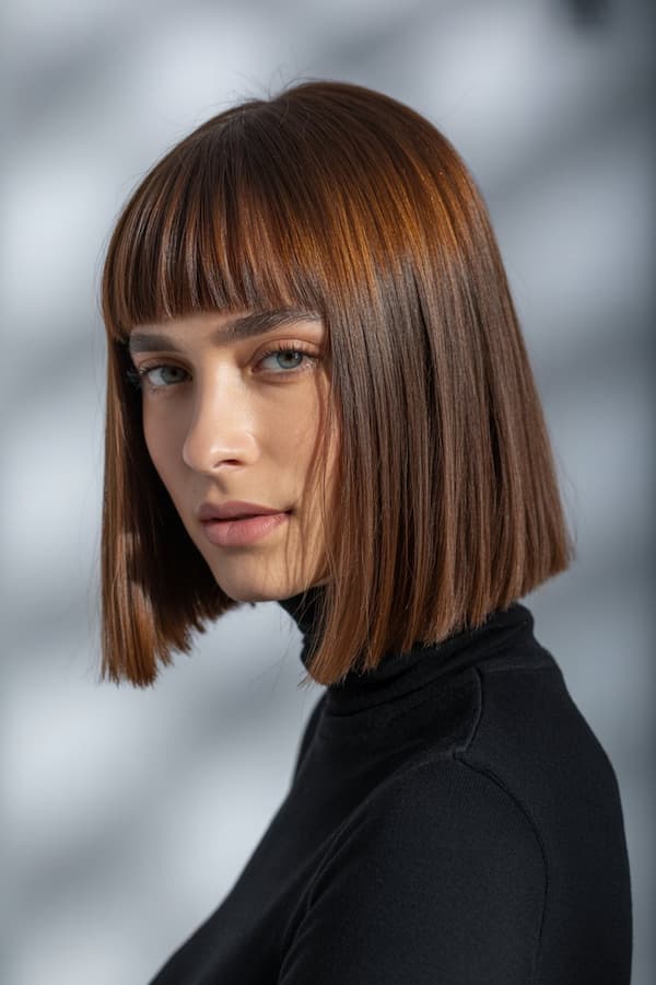 Long Bob with Blunt Bangs 