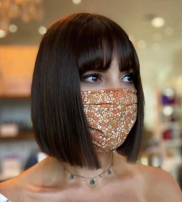 Neck-Length Bob with Bangs 