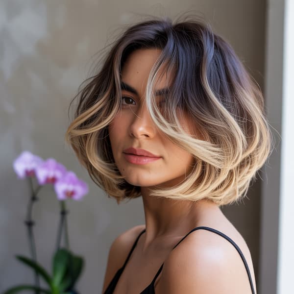 Ombre Bob with Feathered Bangs