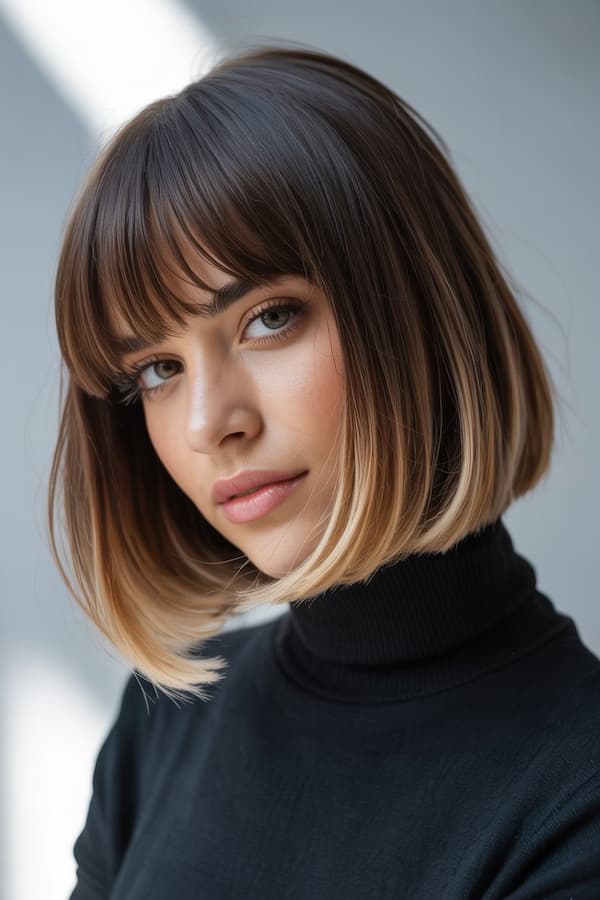Ombre Bob with Wispy Bangs