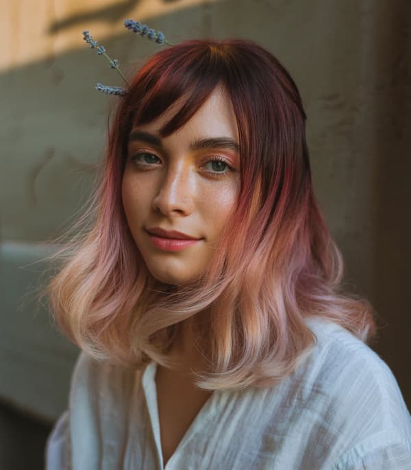 Ombre Lob with Side Bangs