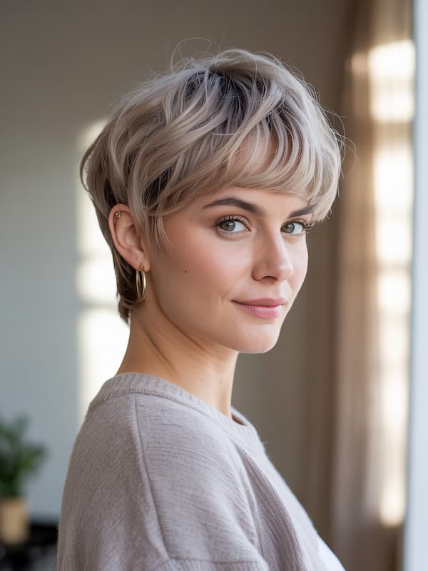 Pixie Mullet with Layered Bangs