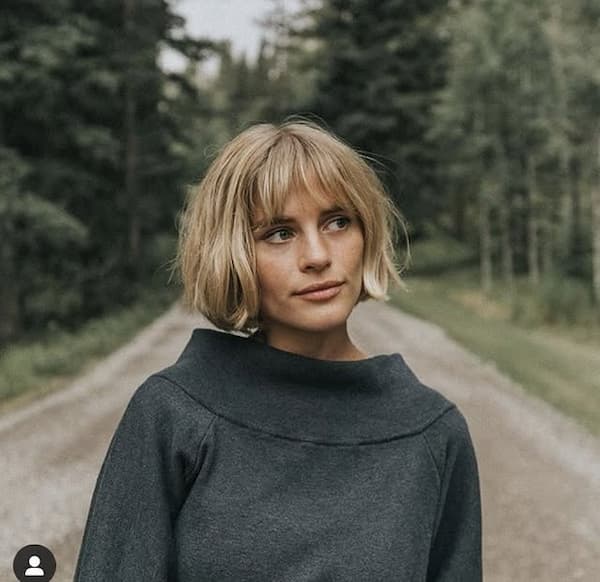 Pure Blonde French Bob with Choppy Bangs 