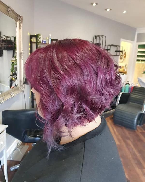 Purple Wavy Inverted Bob
