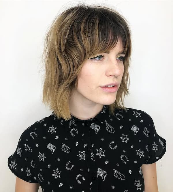 Shaggy Blunt Bob with Bangs